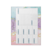 ピンクパープルブルーマーブルパーソナライズウィークリープランナー ノートパッド (回転)