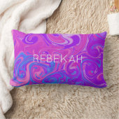 ピンクパープルブルー大理石絵を描スワールアート名おもしろい ランバークッション (ブランケット)