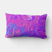 ピンクパープルブルー大理石絵を描スワールアート名おもしろい ランバークッション (裏面)