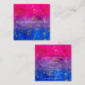 ピンクパープルブルー金ゴールドスターズスパークル美しいスタイリスト スクエア名刺 (正面/裏面)