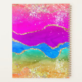 ピンクパープルブルー金ゴールド大理石グリッター抽象芸術アート プランナー手帳 (裏面)