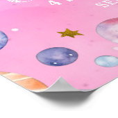 ピンクパープルプラネット宇宙ガールズ誕生ウェルカムサイン ポスター (角)