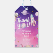 ピンクパープルプラネット宇宙ガールズ誕生日ギフトラベル ギフトタグ (正面)