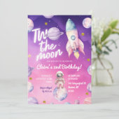 ピンクパープルプラネット2月の女の子2nd誕生日 招待状 (スタンド正面)