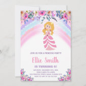 ピンクパープルプリンセス誕生日招待状 招待状 (正面)
