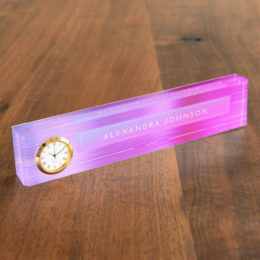 ピンクパープルプロフェッショナルビジネスモダン デスクネームプレート (側面)