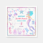 ピンクパープルプールパーティー1stガールズマーメイド誕生日 スタンダードカクテルナプキン (正面)