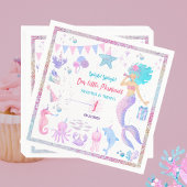 ピンクパープルプールパーティー1stガールズマーメイド誕生日 スタンダードカクテルナプキン