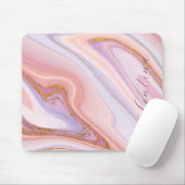 ピンクパープルベリーマーブル金ゴールドグリッターカスタマイズ マウスパッド (マウス)