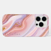 ピンクパープルベリーマーブル金ゴールドグリッターカスタマイズ Case-Mate iPhoneケース (裏面 (横))