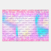 ピンクパープルホログラフィックグリッタースウィート16誕生日 ラッピングペーパーシート (正面)