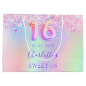 ピンクパープルホログラフィックスウィート16 ラージペーパーバッグ (裏面)