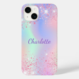 ピンクパープルホログラフィックスパークル名 Case-Mate iPhone 14ケース