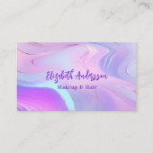 ピンクパープルホログラフィックフォトqrコード 名刺 (正面)