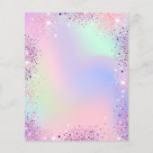 ピンクパープルホログラフィック予算誕生日の招待状 (裏面)
