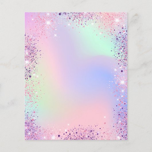 ピンクパープルホログラフィック予算誕生日の招待状 (裏面)