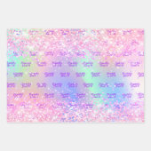 ピンクパープルホログラフィック名紙吹雪スウィート16 ラッピングペーパーシート (正面3)