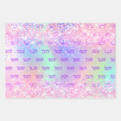 ピンクパープルホログラフィック名紙吹雪スウィート16 ラッピングペーパーシート (正面3)