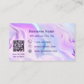 ピンクパープルホログラフィーqrコード業務 割引カード (裏面)