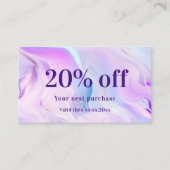 ピンクパープルホログラフィーqrコード業務 割引カード (正面)