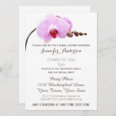 ピンクパープルホワイトオーキッドブライダルシャワー 招待状 (正面/裏面)