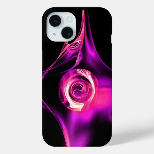 ピンクパープルホワイトフラクタルバラ iPhone 15ケース