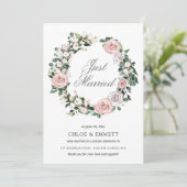 ピンクパープルホワイトフローラたった今結婚しました駆け落ち 案内状 (スタンド正面)