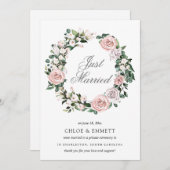 ピンクパープルホワイトフローラたった今結婚しました駆け落ち 案内状 (正面/裏面)