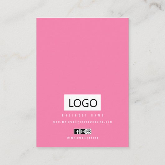 ピンクパープルホワイトローズジュエリーディスプレイカード 名刺 (裏面)