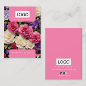 ピンクパープルホワイトローズジュエリーディスプレイカード 名刺 (正面/裏面)