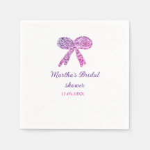 ピンクパープルボウ輝くグリッターブライダルシャワー名