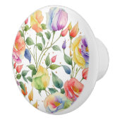 ピンクパープルボタニカルフローラバラ セラミックノブ (右)