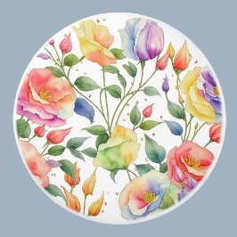 ピンクパープルボタニカルフローラバラ セラミックノブ