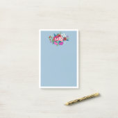 ピンクパープルボホ花模様ホワイトモノグラム ポストイット (デスク上)