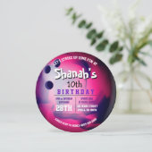 ピンクパープルボーリングボールラウンドバースデーパーティー 招待状 (スタンド正面)