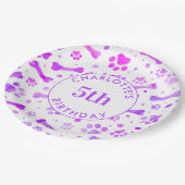 ピンクパープルポープリントパーソナライズされた誕生日 ペーパープレート (アングル)