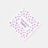 ピンクパープルポープリントピンクカスタム誕生日 スタンダードカクテルナプキン (角)