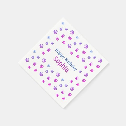 ピンクパープルポープリントピンクカスタム誕生日 スタンダードカクテルナプキン (角)