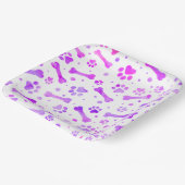 ピンクパープルポープリント誕生日水彩スクエア ペーパープレート (傾斜あり)