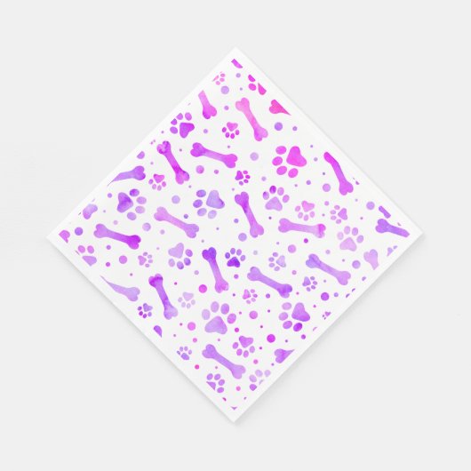 ピンクパープルポー印刷水彩誕生日 スタンダードランチョンナプキン (角)