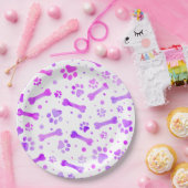 ピンクパープルポー印刷水彩誕生日 ペーパープレート (パーティー)