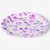 ピンクパープルポー印刷水彩誕生日 ペーパープレート (アングル)