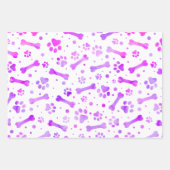 ピンクパープルポー印刷水彩誕生日 ラッピングペーパーシート (正面)