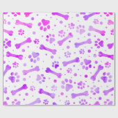 ピンクパープルポー印刷水彩誕生日 ラッピングペーパー (フラット)