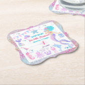 ピンクパープルマジカルガールマーメイドバースデーパーティー ペーパーコースター (アングル)