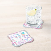 ピンクパープルマジカルガールマーメイドバースデーパーティー ペーパーコースター (インサイチュ)