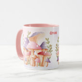 ピンクパープルマッシュルームかわいい秋名マグカップ マグカップ (正面左)