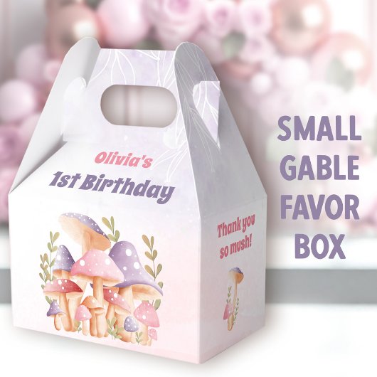 ピンクパープルマッシュルーム秋1stバースデーゲーブル フェイバーボックス