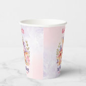 ピンクパープルマッシュルーム秋1st誕生日紙カップ 紙コップ (右)