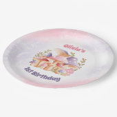 ピンクパープルマッシュルーム秋1st Birthday ペーパープレート (アングル)